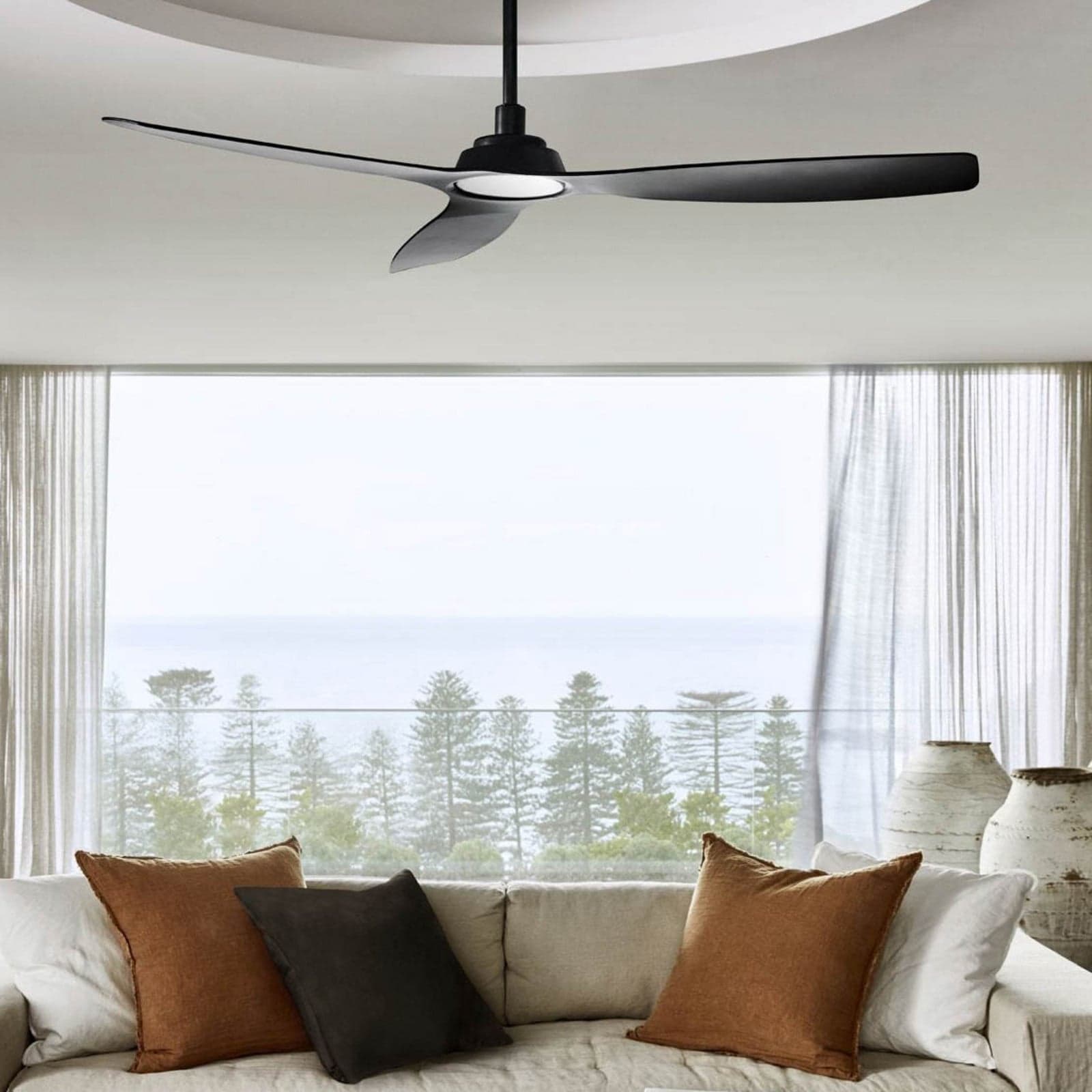 Moto-kattotuuletin, musta, halkaisija 132 cm, hiljainen - Beacon Beacon Lighting - Olohuone - Moderni - Muovi – Beacon Lighting