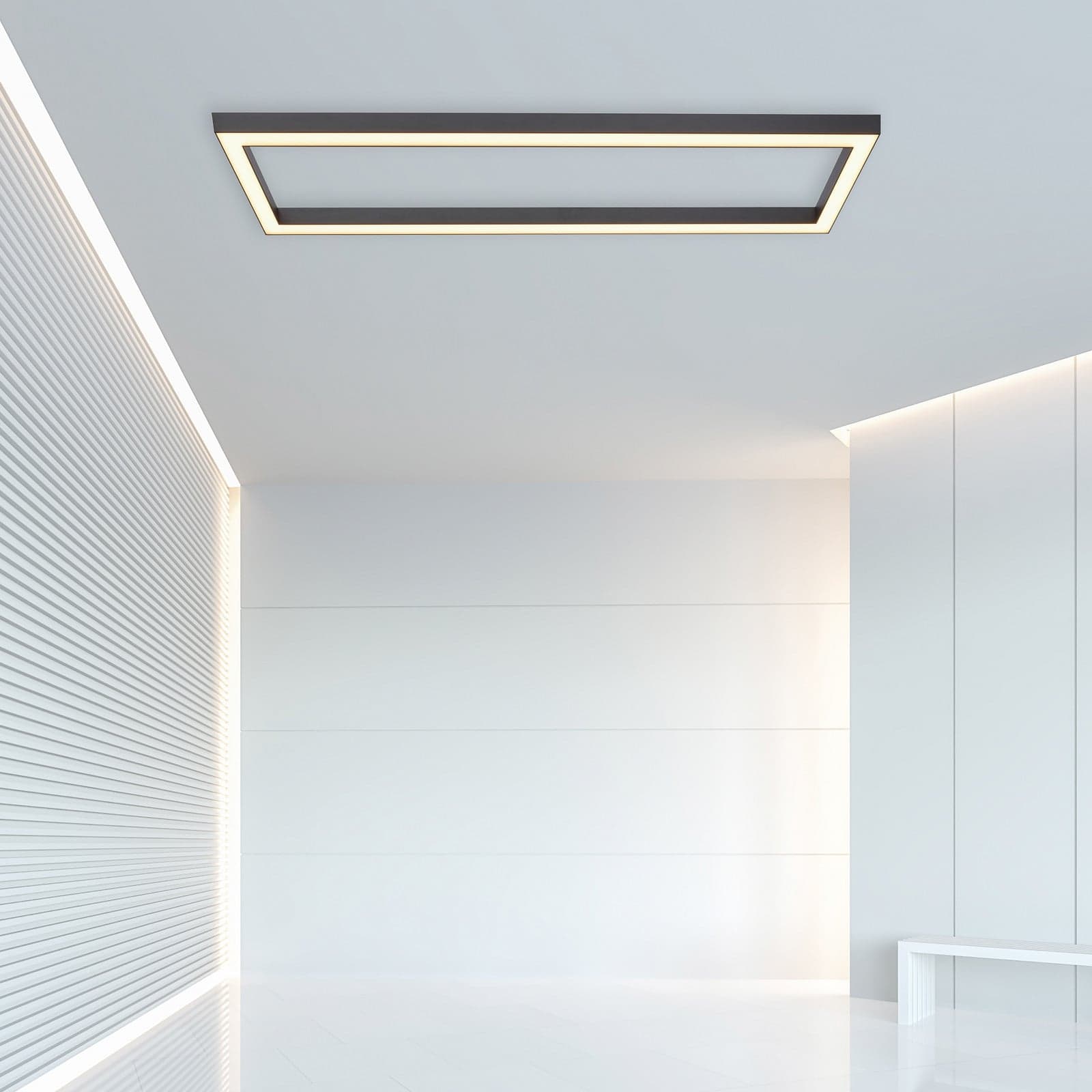 Lines Square LED-kattovalaisin, 110 cm, grafiitti, kaukosäädin – PURE PURE Lines Square - Olohuone - Moderni - Metalli - Kulmikas – Pure