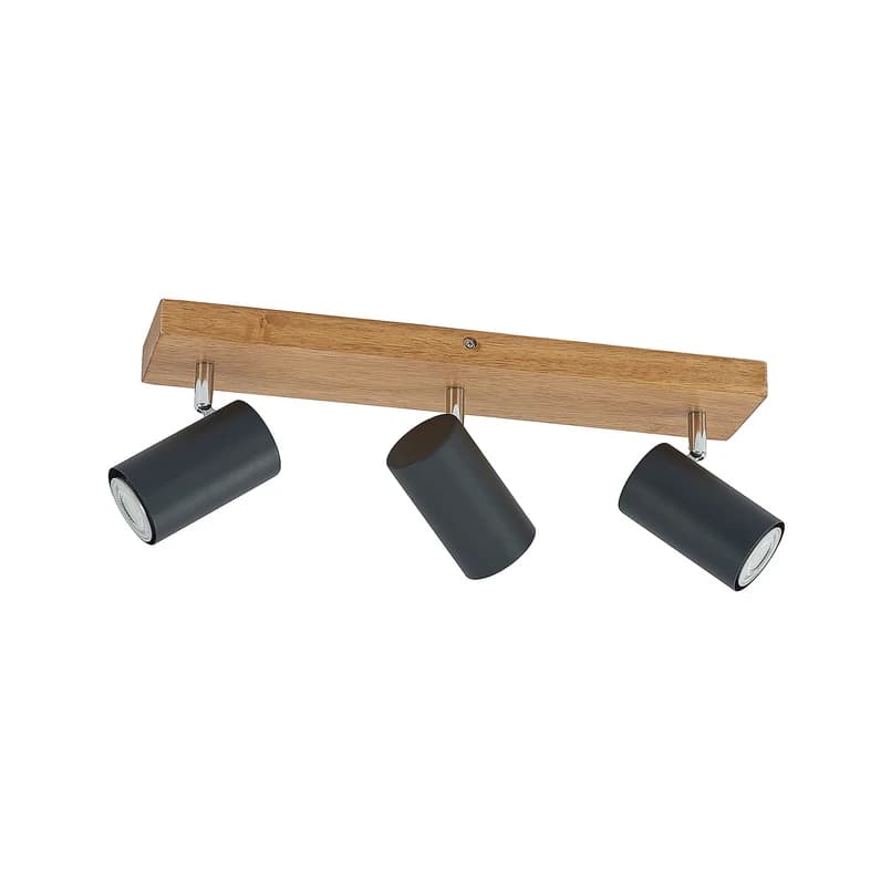 Lindby - Maniva 3 Kattovalaisin Black/Wood – Lindby