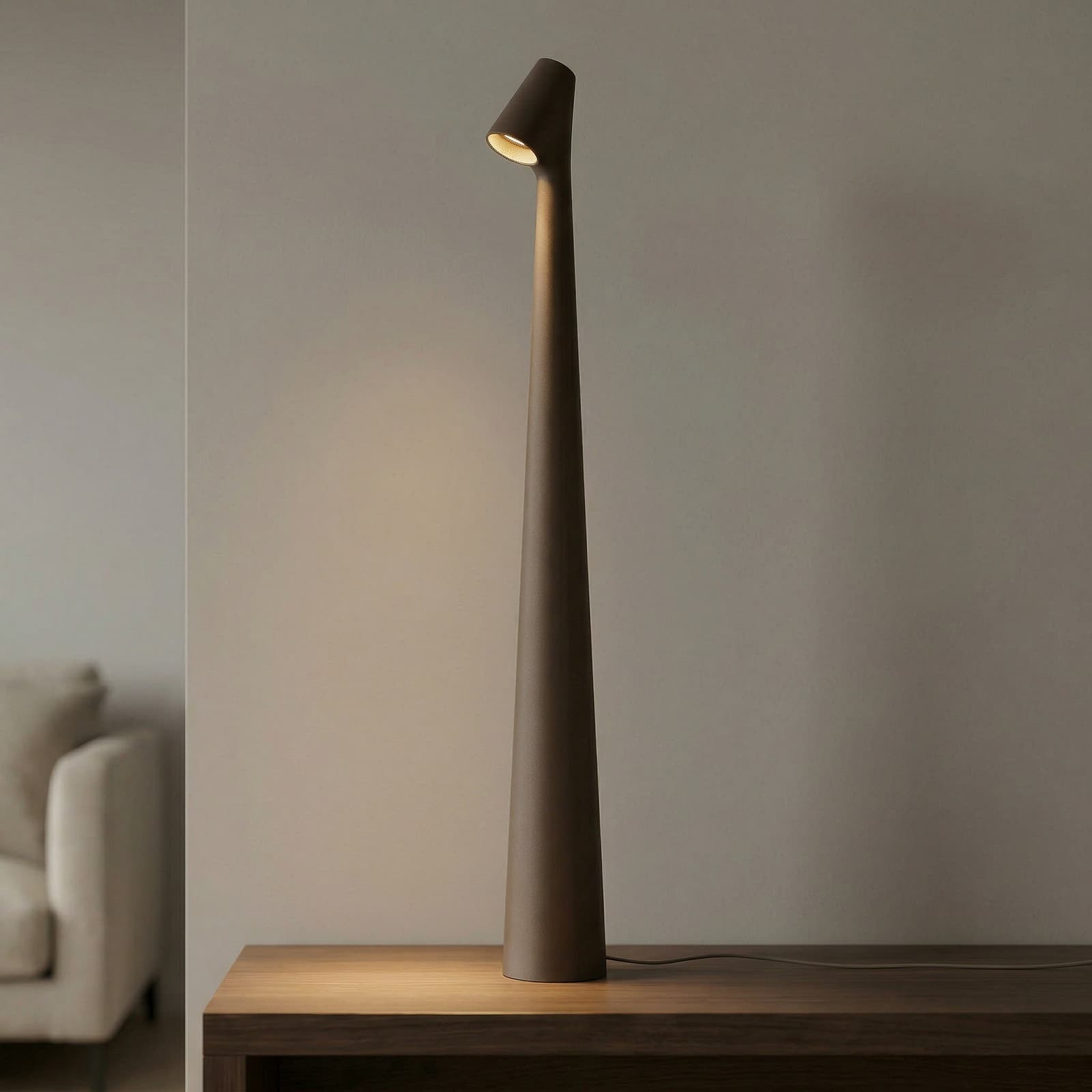 Africa Portable, tummanruskea, korkeus 45 cm, LED, akku Vibia - Olohuone - Design - Metalli – Vibia