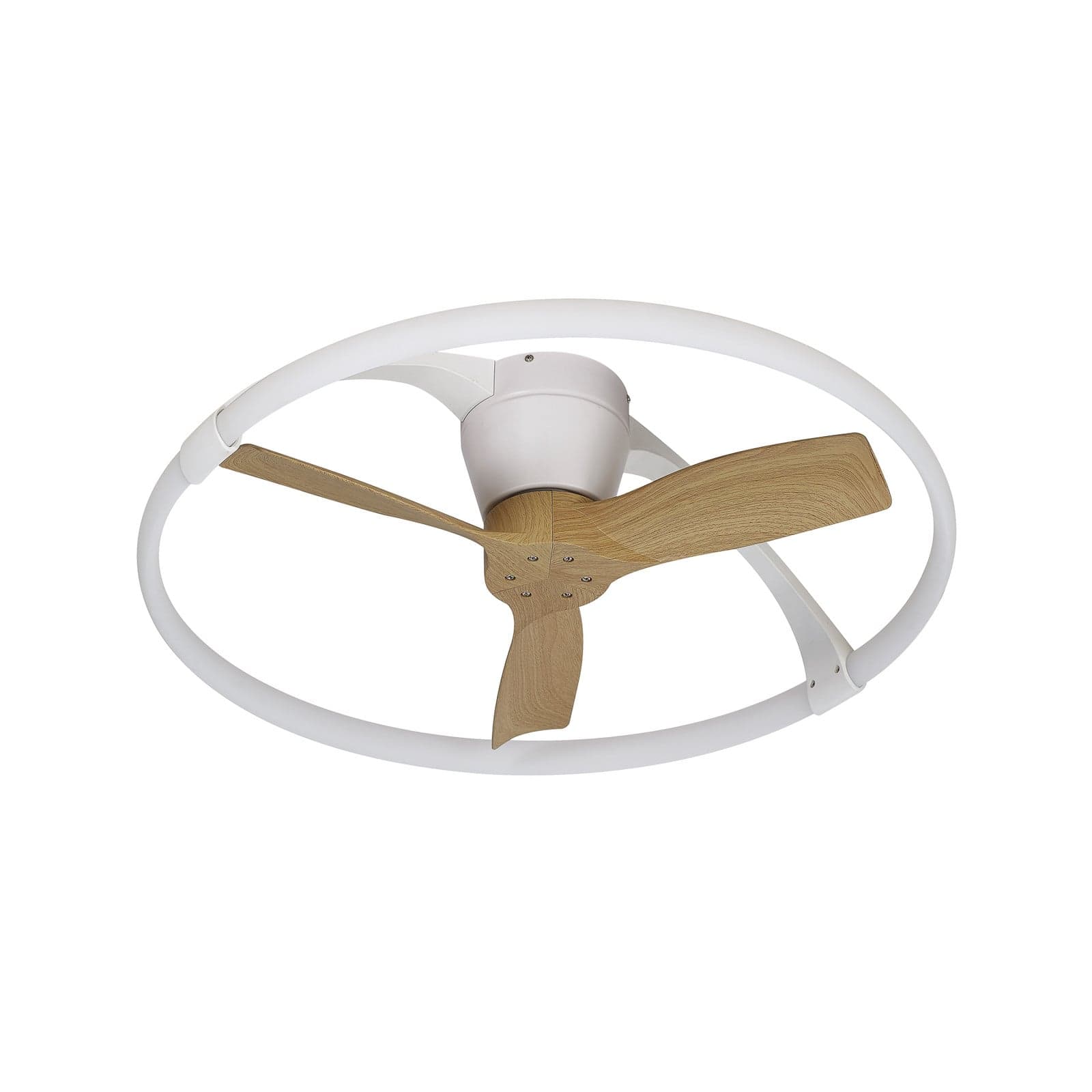 Nepal Mini LED-kattotuuletin, sovellus, valkoinen/pyökki – Mantra Mantra Iluminación - Olohuone - Moderni - Metalli - Rengas – Mantra Iluminación