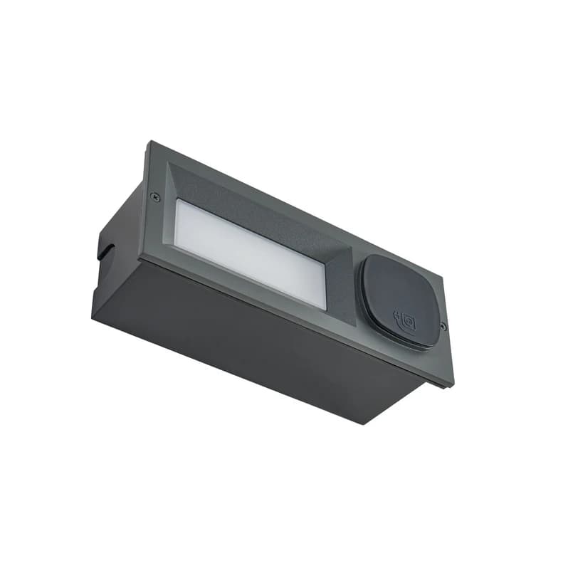 Lucande - Lachlain upotettava LED-seinävalaisin, pistorasia, antrasiitti – Lucande