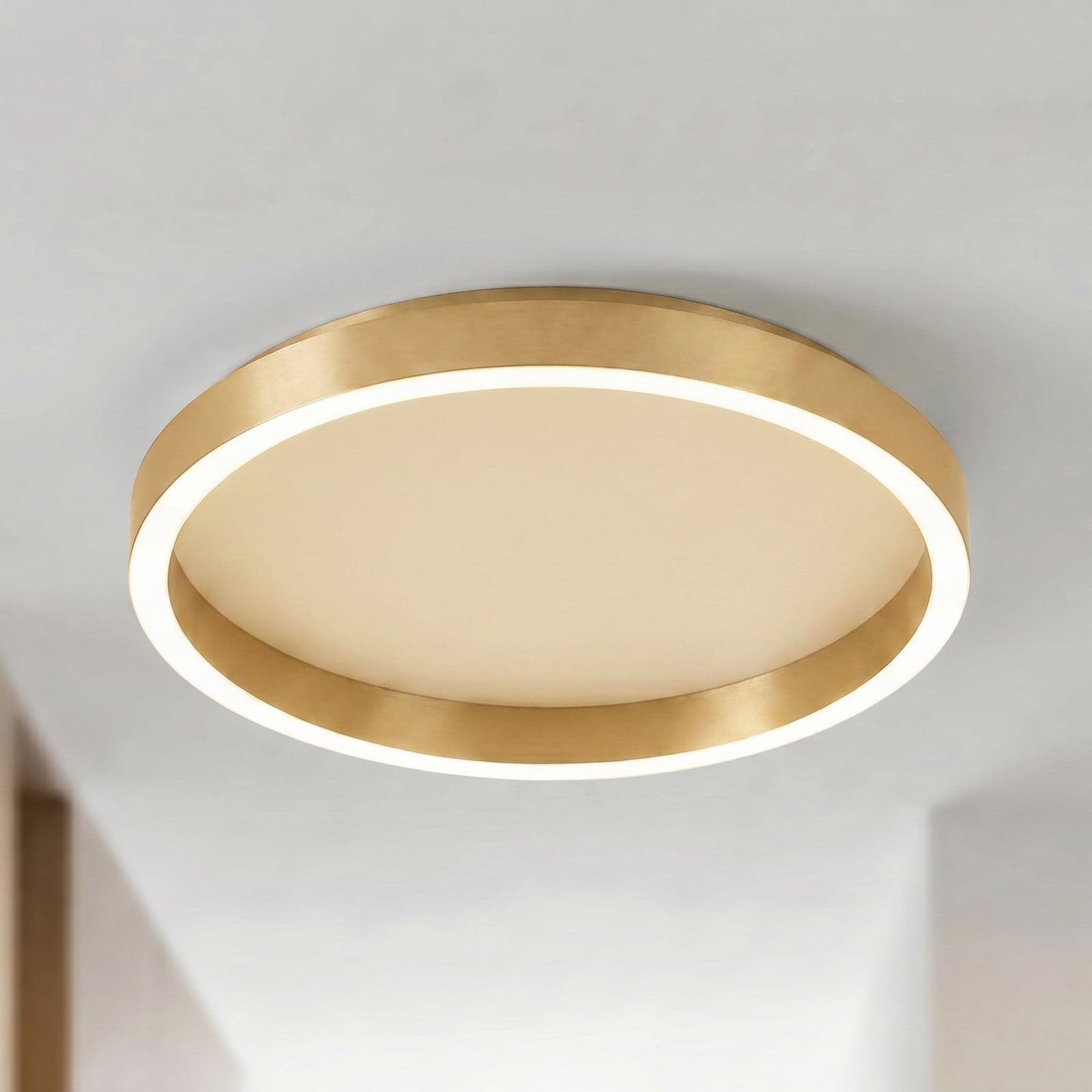 Rotundo LED-kattovalaisin, harjattu messinki, himmennettävä, Ø 40 cm – Lucande - Olohuone - Moderni - Muovi - Yksilamppuinen – Lucande