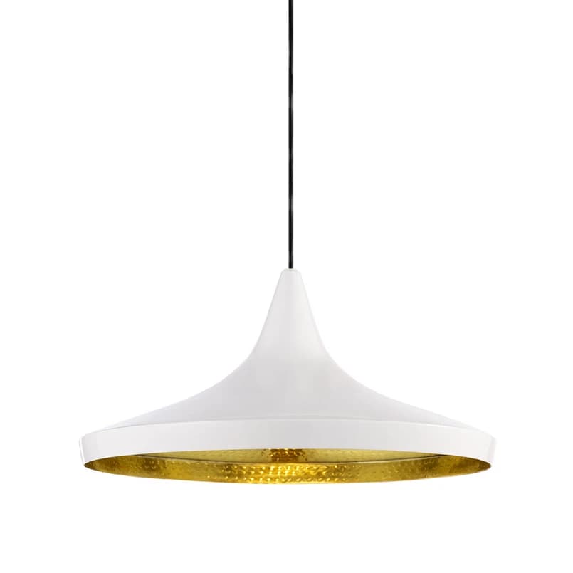 Tom Dixon - Beat Wide LED Riippuvalaisin Glossy White/Brass – Tom Dixon
