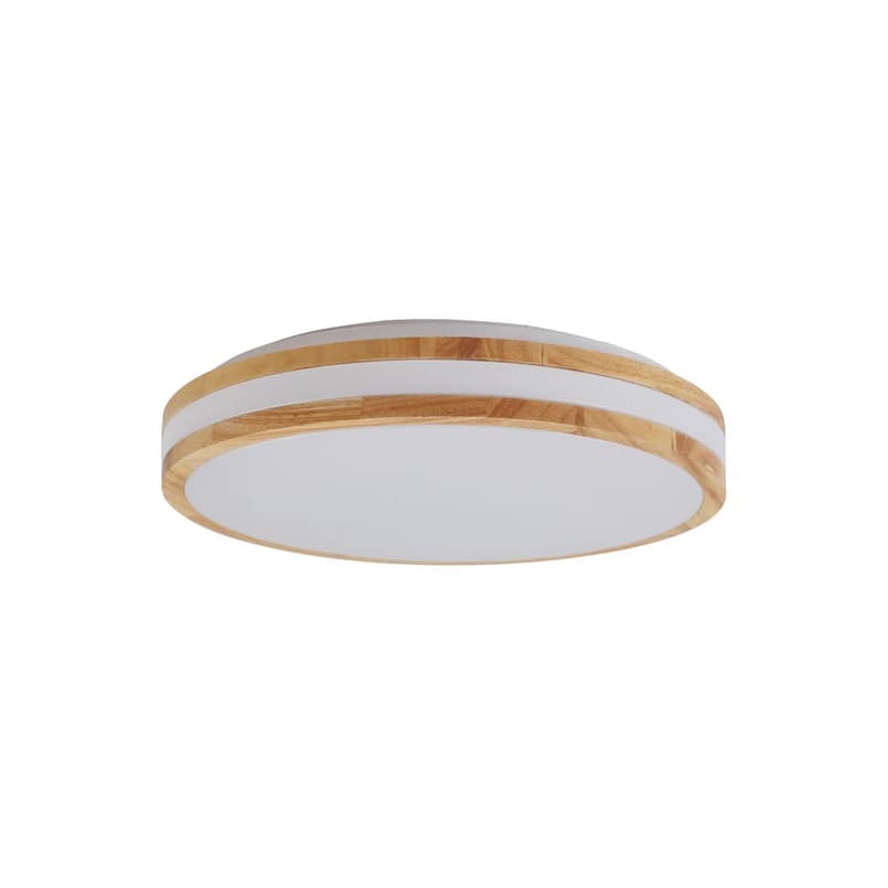 Lindby - Emiva LED-kattovalaisin, halkaisija 39,5 cm, CCT, puu – Lindby