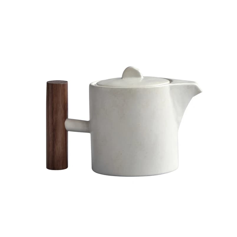 101 COPENHAGEN - Native teekannu, korkeus 11 cm, kivi/puu, valkoinen – – 101 COPENHAGEN