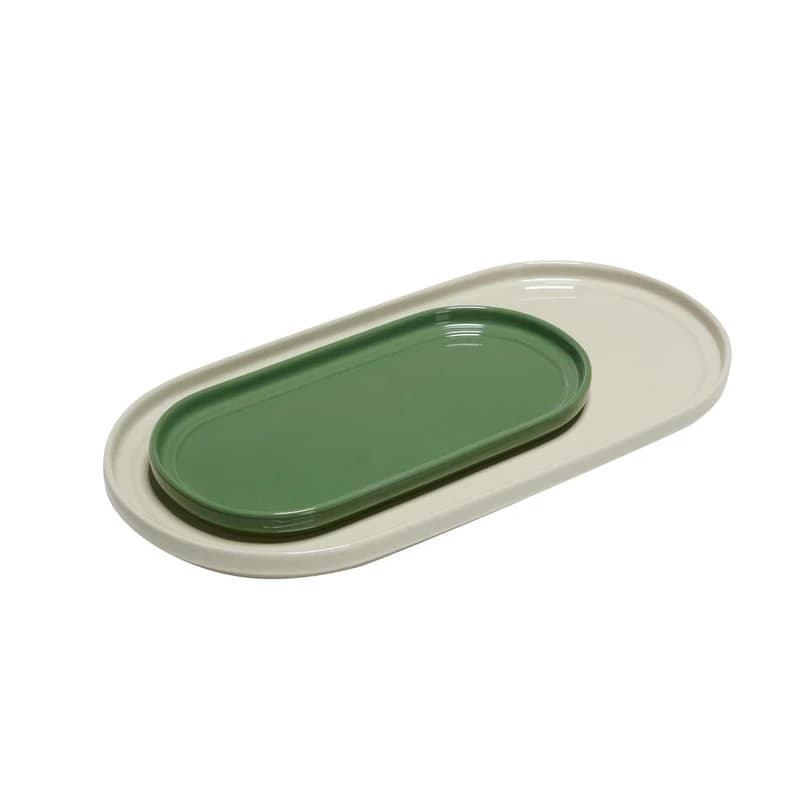 Hübsch - Amare Serving Tarjotin Set of 2 Hiekka/Green – Hübsch