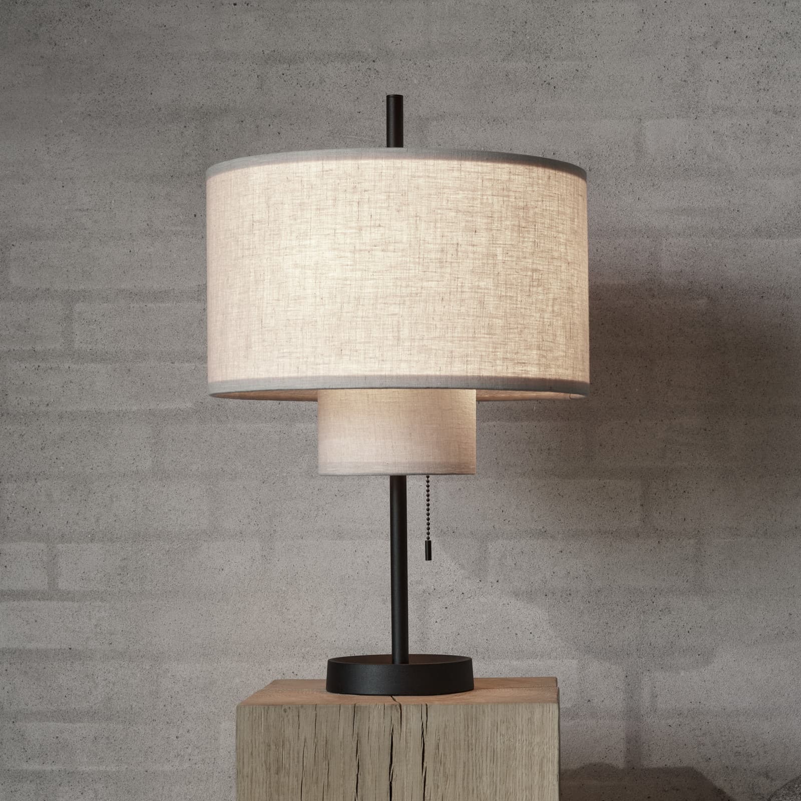 Pöytälamppu Margin, beige, tekstiili, Ø 36 cm, E27 New Works - Olohuone - Design - Kangas / tekstiili - Monilamppuinen – New Works
