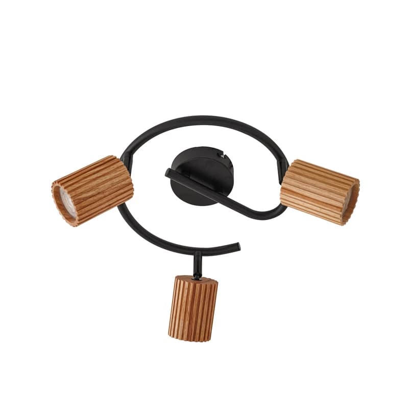 Lindby - Stralino kattokohdevalo, 3-lamppuinen, Ø31cm, puu – Lindby