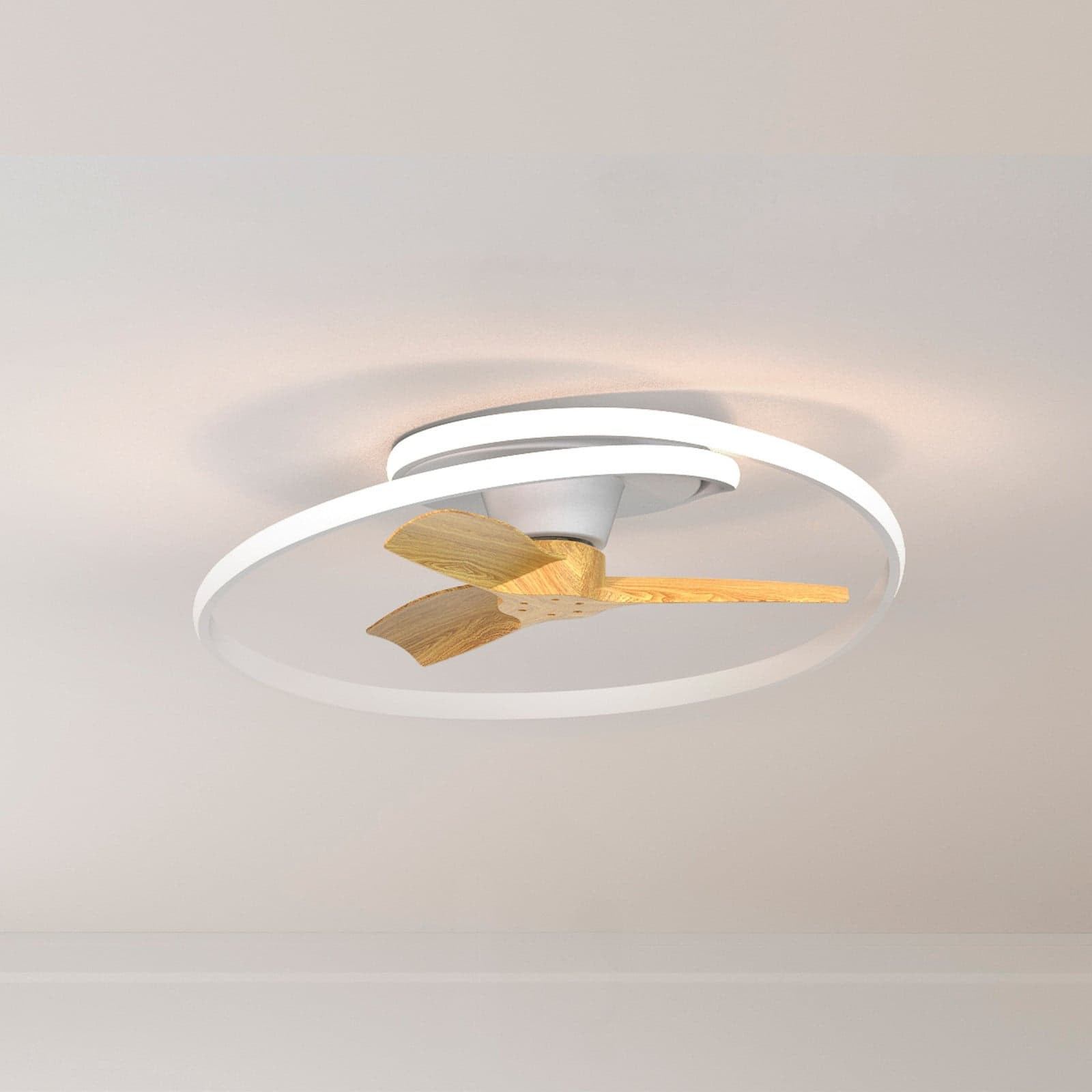 LED-kattotuuletin Ocean valkoinen/puu DC hiljainen CCT Mantra Iluminación - Olohuone - Moderni - Muovi - Rengas – Mantra Iluminación