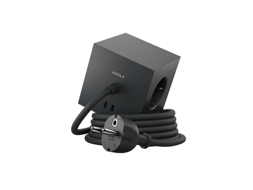 AVOLT - Pistorasian Square 1 Magnetic musta 3 m 3 x Schuko 2 x USB – AVOLT