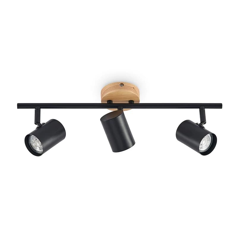Lindby - Xiomara 3 Kattovalaisin Black/Light Wood – Lindby