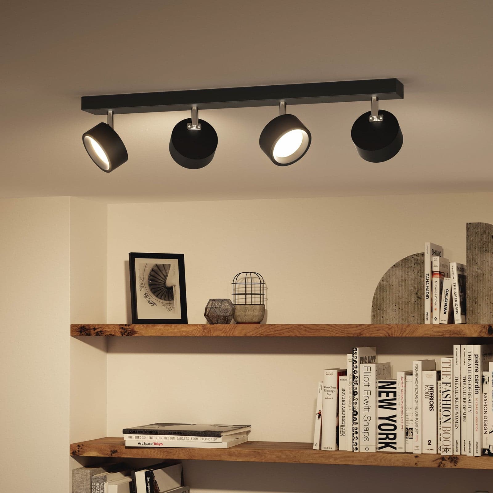 Bracia LED-kattospotti, 4-lamppuinen, musta - Philips - Olohuone - Moderni - Metalli - Monilamppuinen – Philips