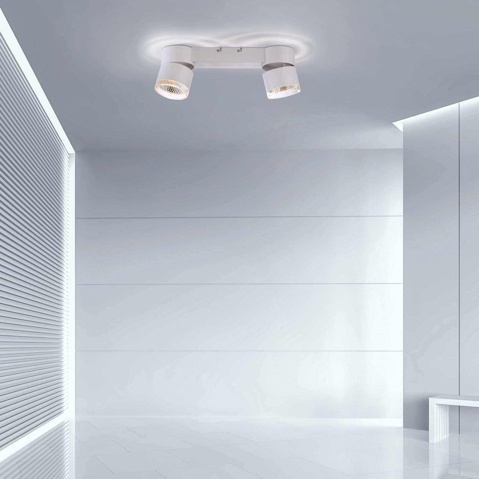NOLA LED-kattovalaisin, 2-lamppuinen, valkoinen – PURE - Olohuone - Moderni - Metalli - Monilamppuinen – Pure