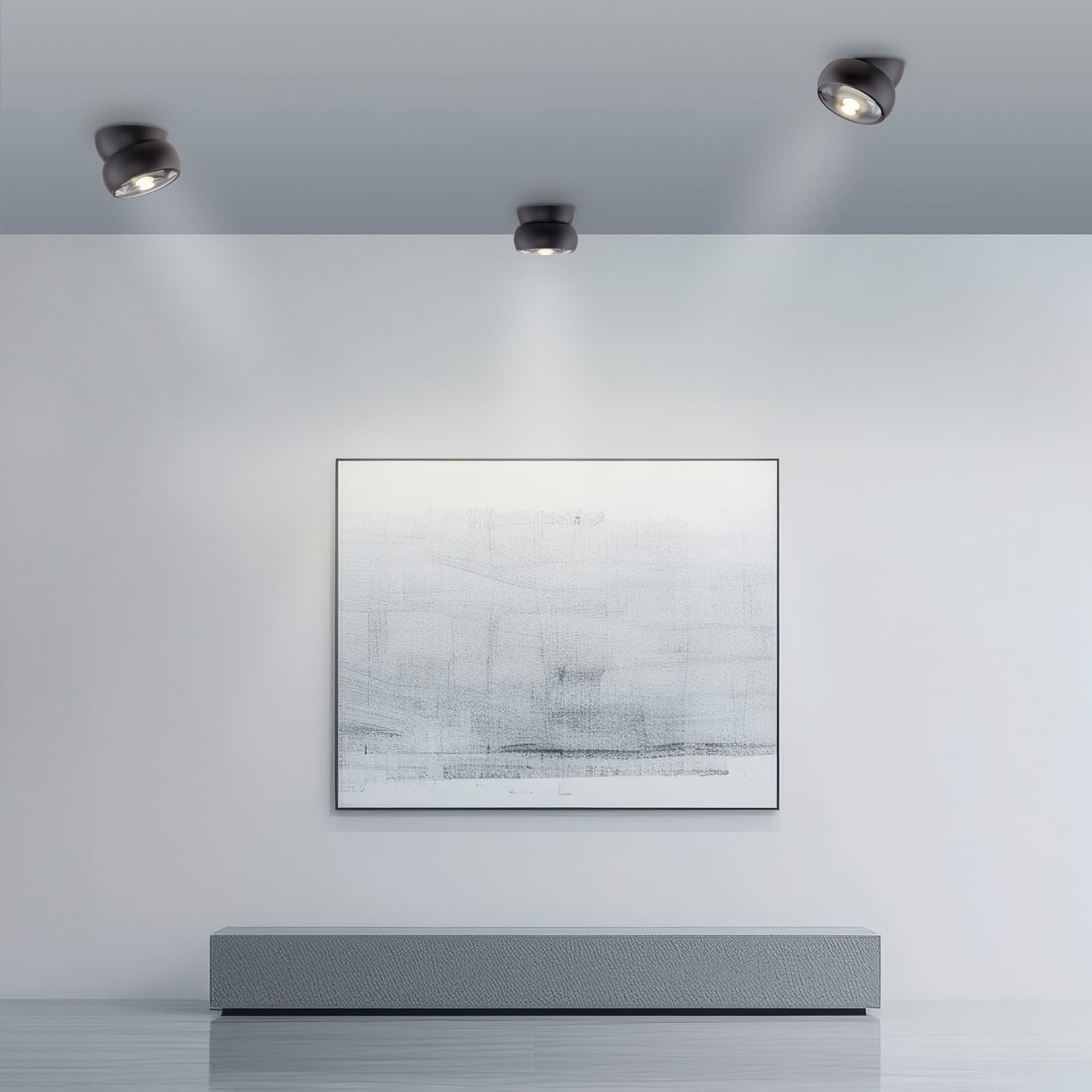 Move LED-kattospotti, musta, halkaisija 12 cm, metalli/lasi – PURE - Olohuone - Moderni - Yksilamppuinen – Pure