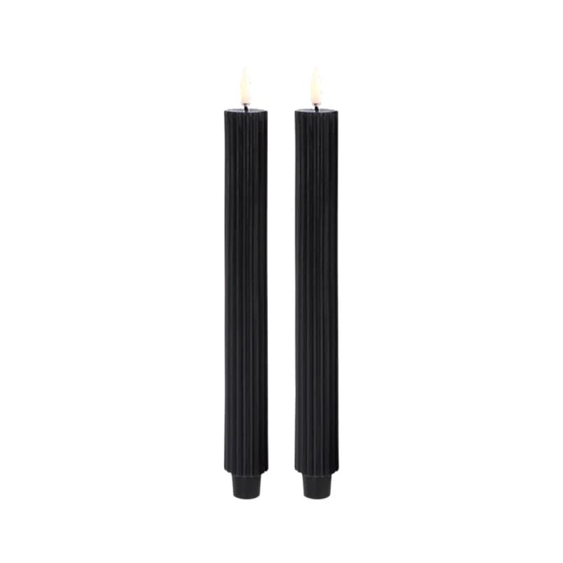 Uyuni Lighting - LED-kynttilä, uurrettu, 2 kpl, 3,2 x 25,5 cm, musta – Uyuni Lighting