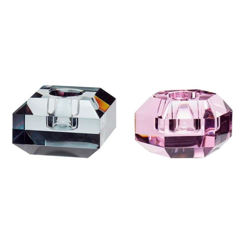 Hübsch - Gem Kynttilänjalka 2 pcs. Pinkki/Smoked – Hübsch