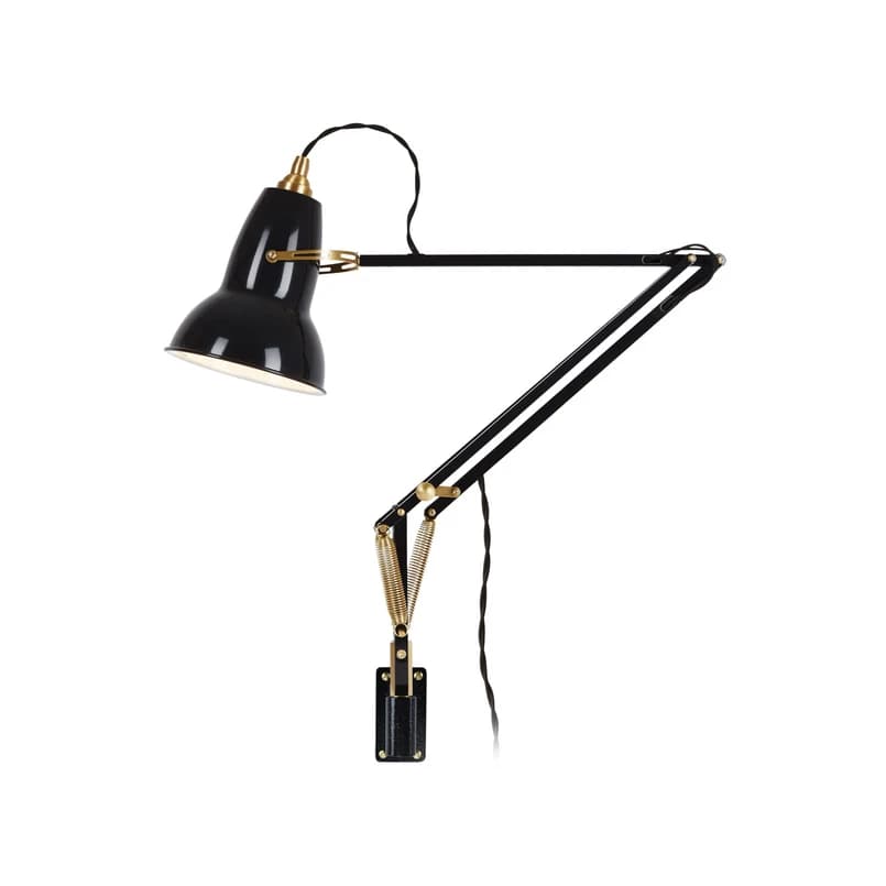 Anglepoise - Alkuperäinen 1227 seinälamppu, musta messinki, pistoke – – Anglepoise