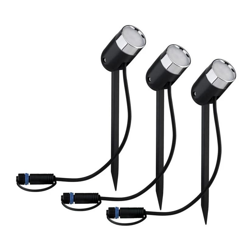 Paulmann - Plug & Shine 3 LED Puutarhavalaisin Smart Home ZigBee 3.0 Pike IP65 RGBW+ Anthra – Paulmann