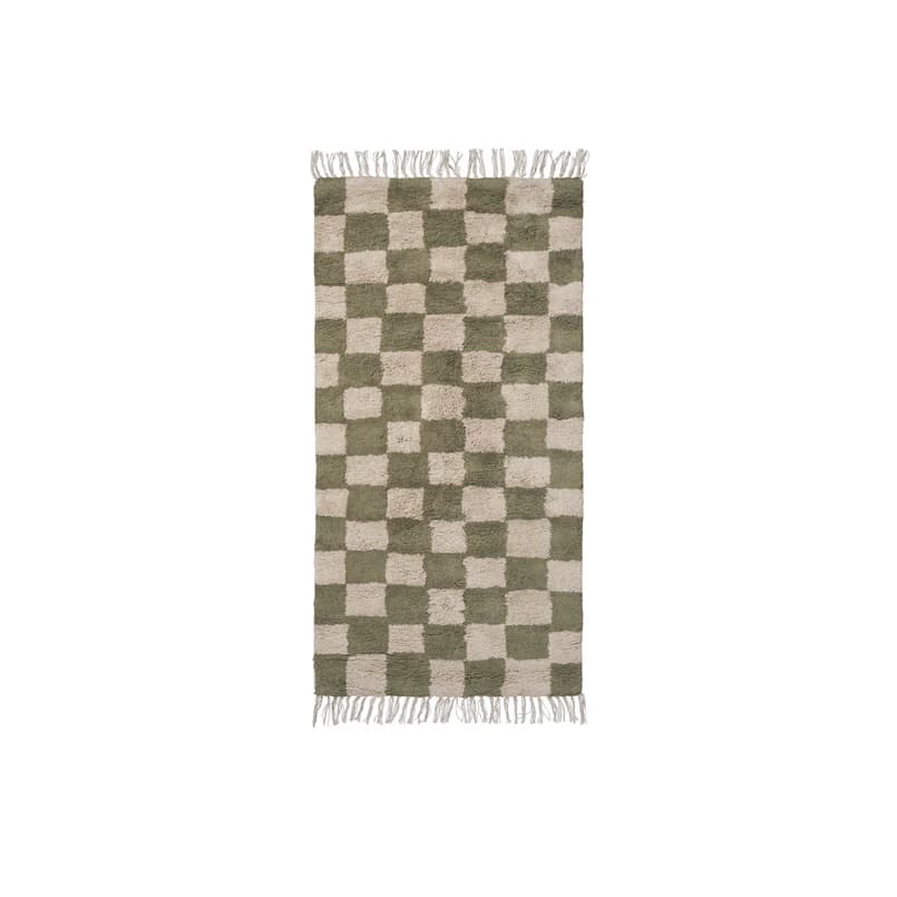 ferm LIVING - Mara-matto, vihreä/hiekkainen ruudullinen, 150 x 80 cm – ferm LIVING