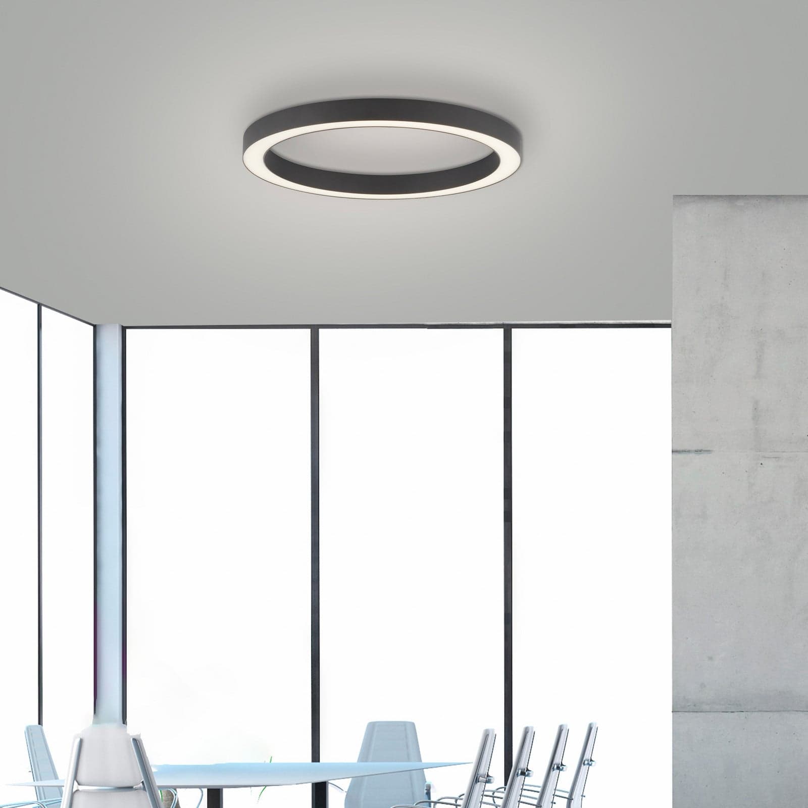 Lines Round LED-kattovalaisin, grafiitti, Ø 50 cm, CCT - PURE PURE Lines Round - Olohuone - Moderni - Metalli - Pyöreä – Pure