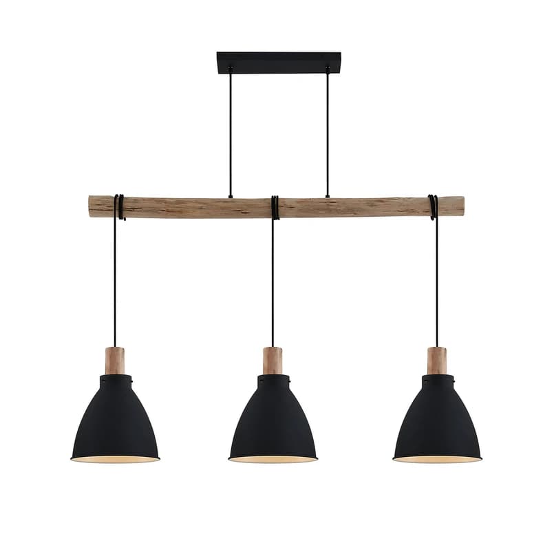 Lindby - Trebale 3 Riippuvalaisin Black/Wood – Lindby