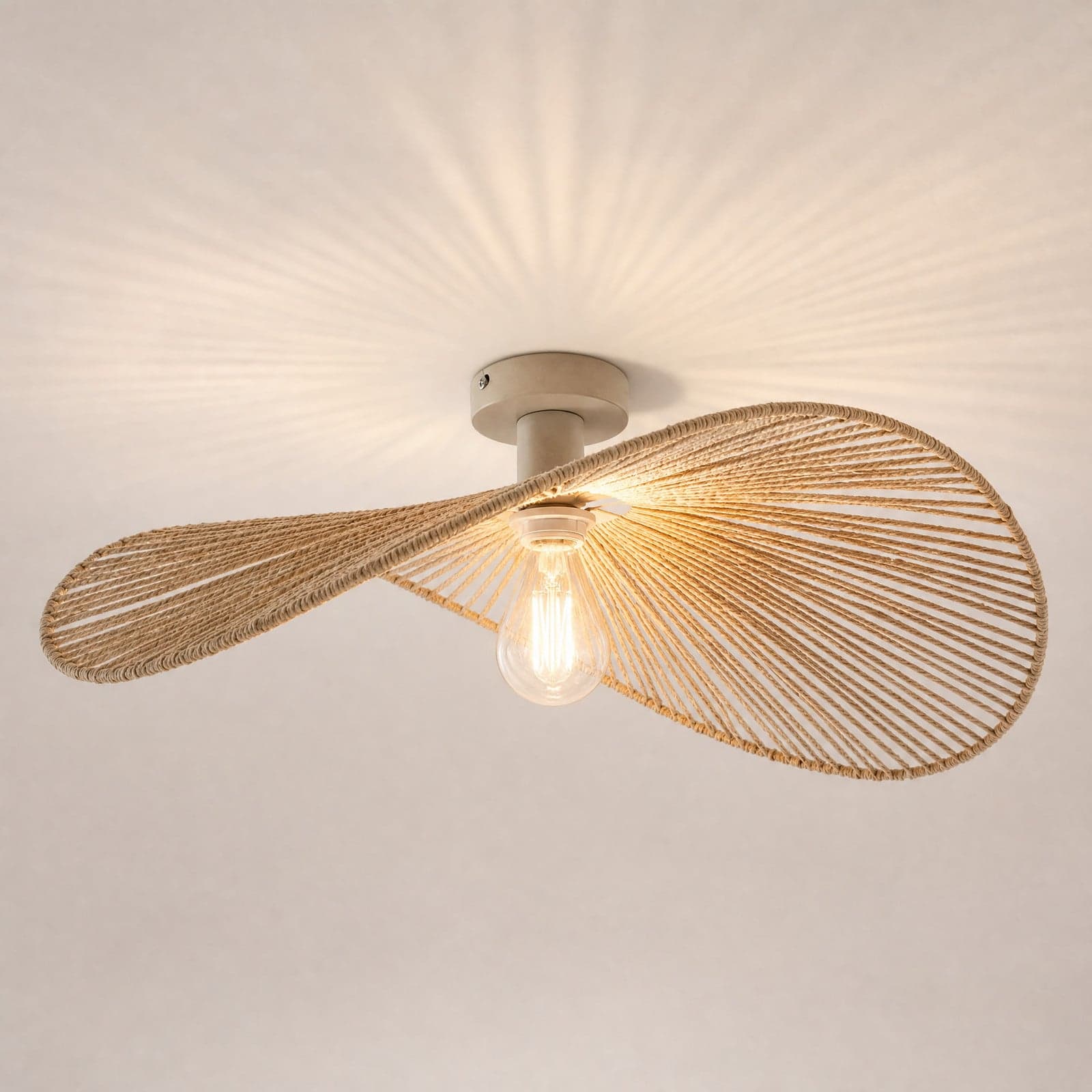 Valdorin-kattovalaisin, beige, 75 cm x 50 cm, paperi, E27 – Lindby - Olohuone - Moderni - Paperi / pahvi - Yksilamppuinen – Lindby