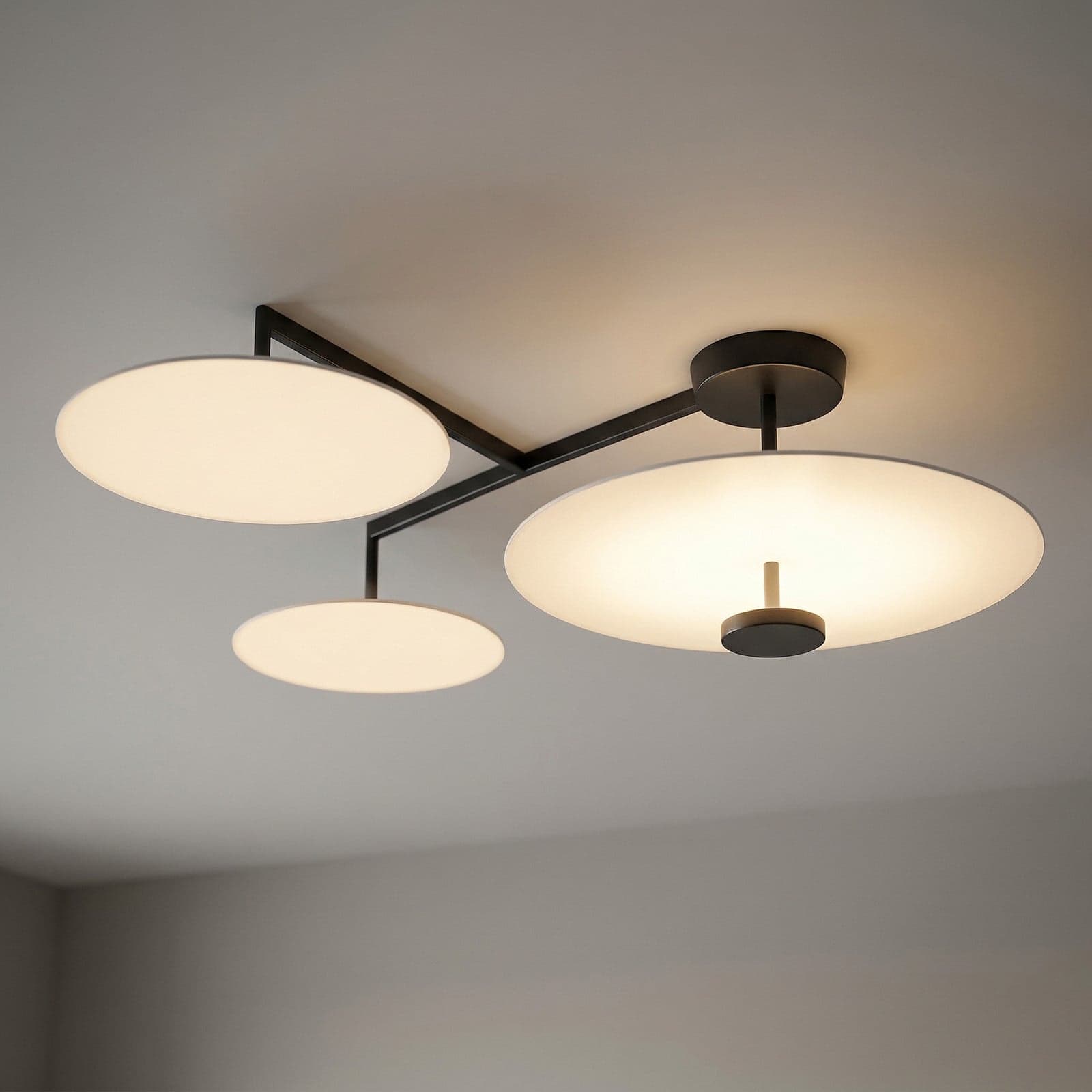 Flat LED-kattovalaisin 4-lamppuinen Ø 55 cm valkoinen Vibia - Olohuone - Skandinaavinen - Metalli – Vibia