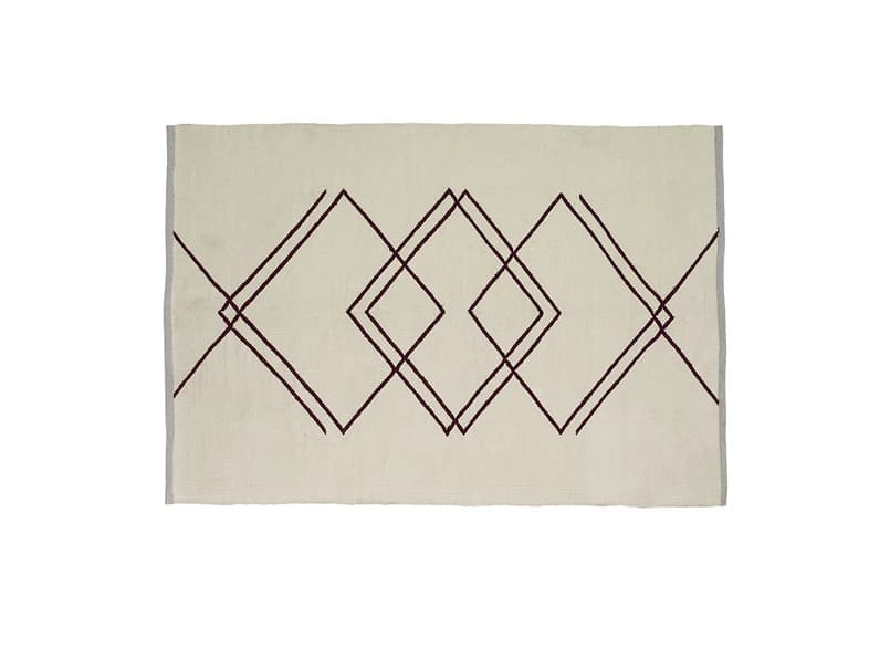 Hübsch - Rhomb Matto 120x180 White/Burgundy – Hübsch