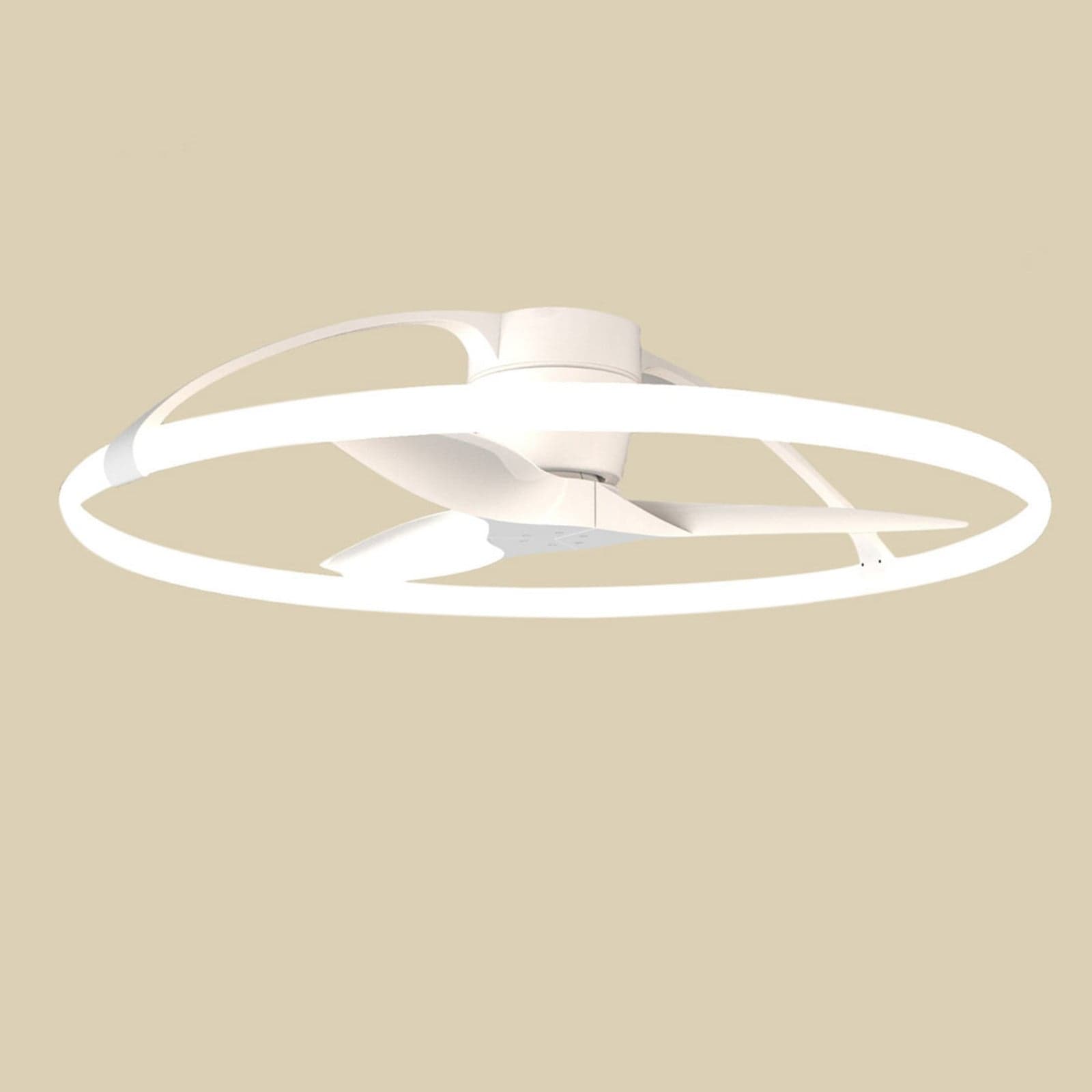 Smart LED-kattotuuletin Nepal, valkoinen, DC, hiljainen Mantra Iluminación - Olohuone - Moderni - Metalli - Rengas – Mantra Iluminación