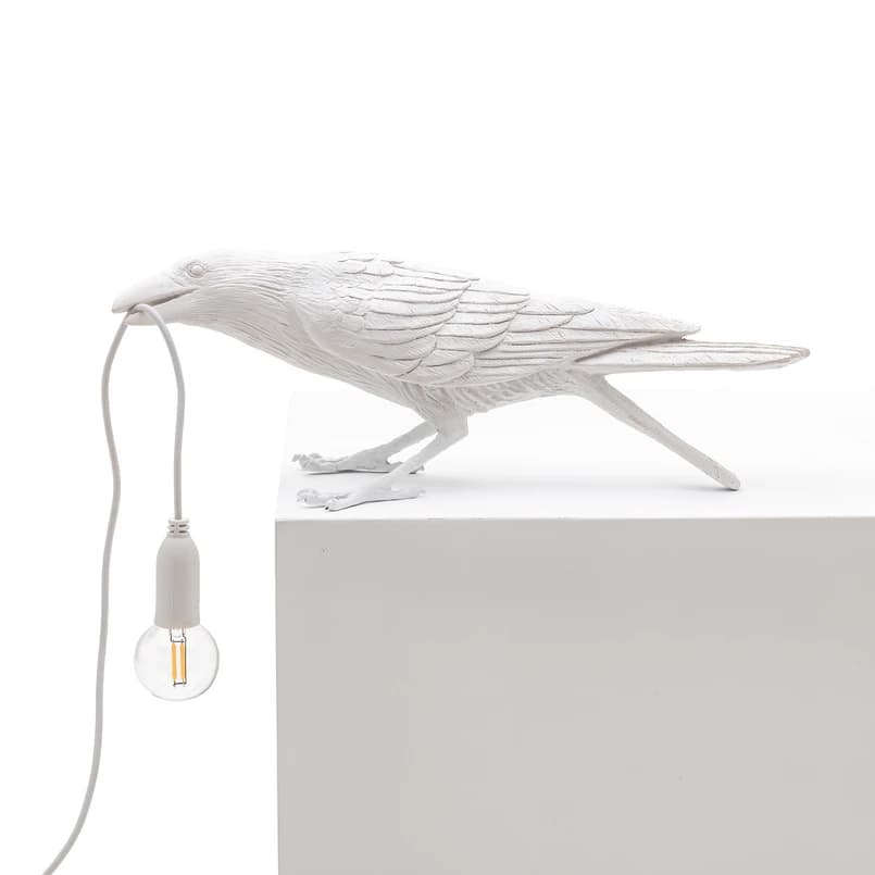 SELETTI - Bird Lamp Playing Pöytävalaisin Valkoinen – SELETTI