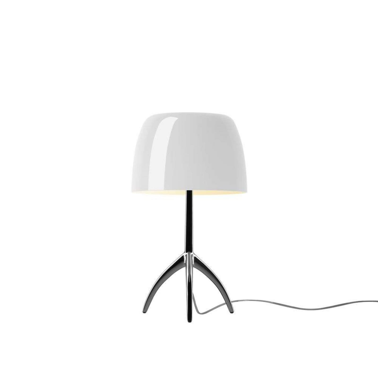 Lumiere Piccola pöytävalaisin, kromi/valkoinen, 35 cm Foscarini - Olohuone - Alumiini – Foscarini