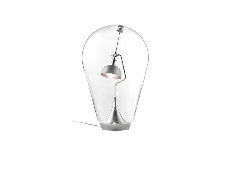 Lodes - Blow LED Pöytävalaisin 3-step Dim. Chrome/Clear – Lodes