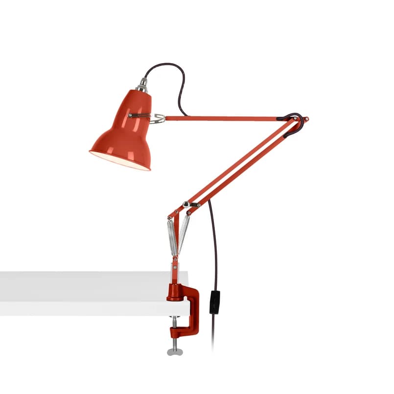 Anglepoise - Alkuperäinen 1227 pöytälamppu, punainen, jalka ja kiinnike – Anglepoise