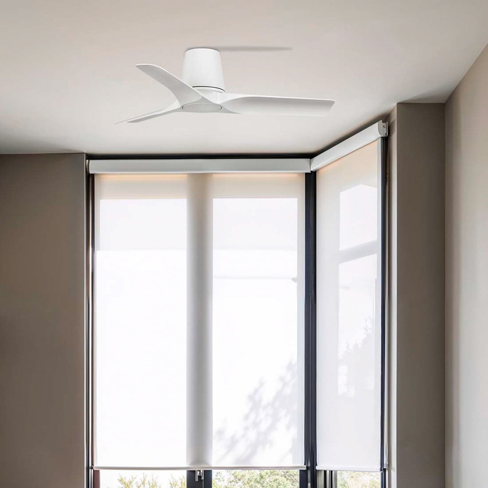 Hey S -kattotuuletin, valkoinen, tasavirtamoottori, hiljainen, halkaisija 90 cm FARO BARCELONA - Olohuone - Moderni - Muovi – FARO BARCELONA
