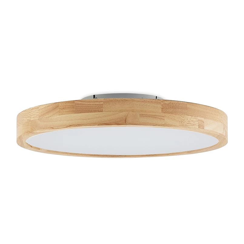 Lindby - Lanira LED-kattovalaisin, CCT, Ø 50, puu, kaukosäädin – Lindby