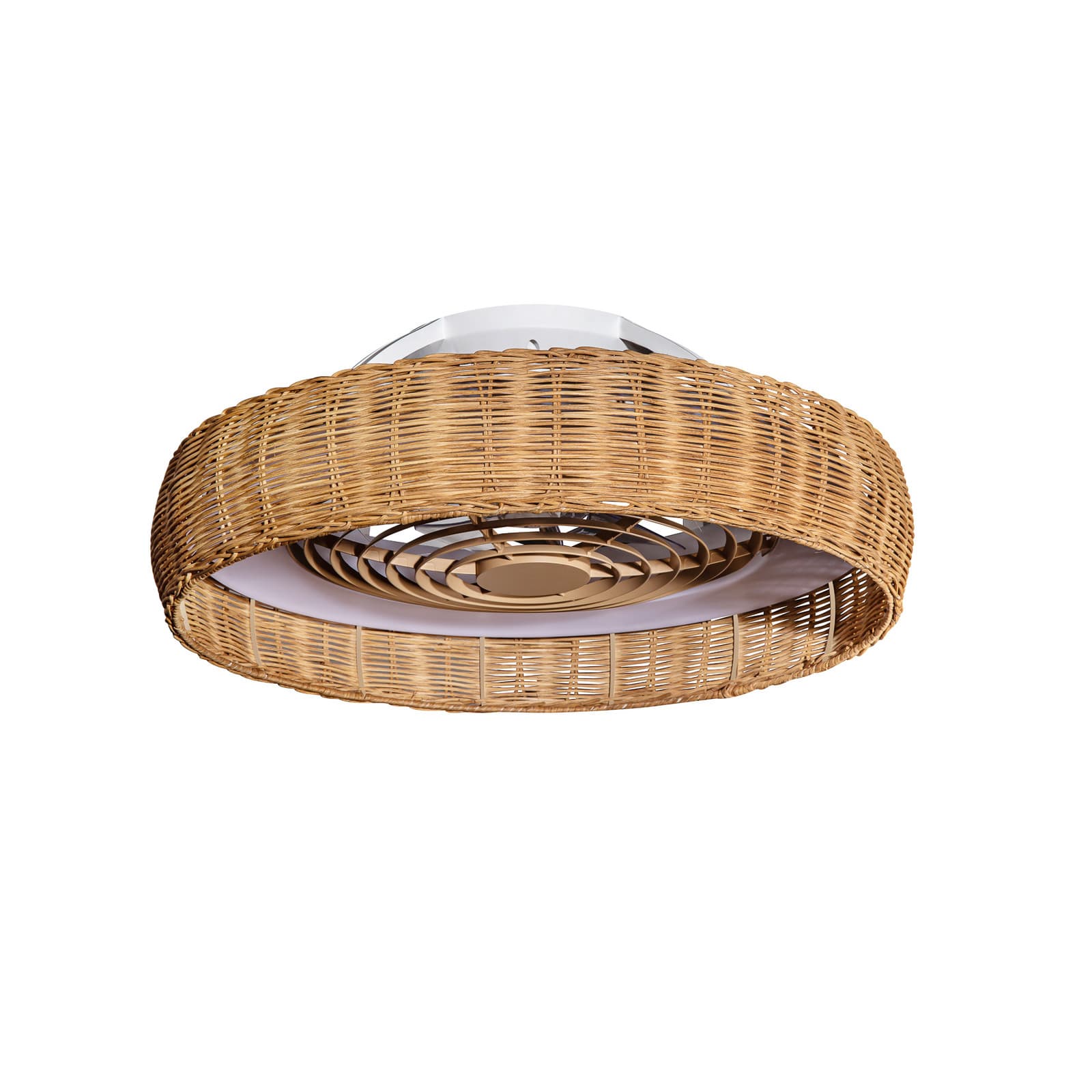 LED-kattotuuletin Kilimanjaro, CCT, rottinki – Mantra Mantra Iluminación - Olohuone - Puu – Mantra Iluminación