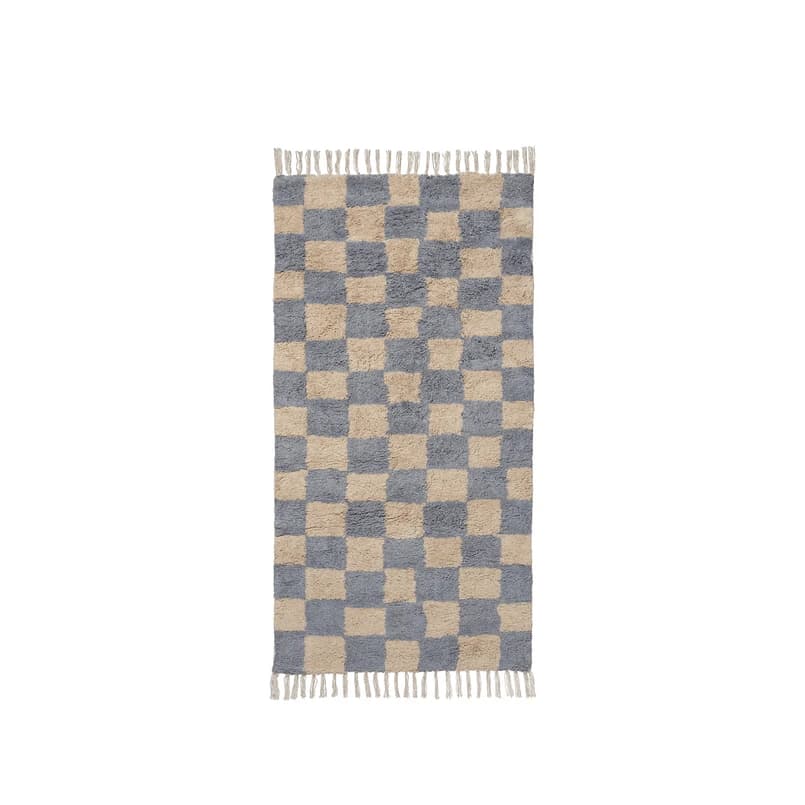 ferm LIVING - Mara-matto, vaaleansininen/hiekkainen ruudullinen, 150x80 cm – ferm LIVING
