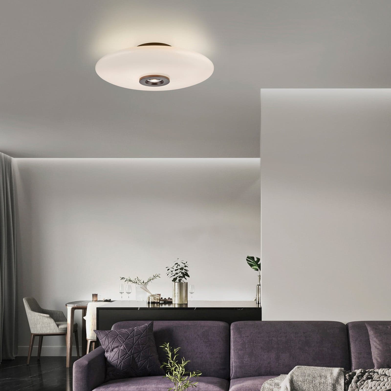 Vitrum LED-kattovalaisin, ruskea/opaali, lasi/alumiini, Ø 45 cm – PURE - Olohuone - Moderni - Varjostimella – Pure