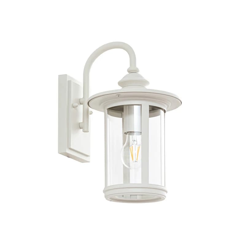 Lindby - Zayn ulkoseinävalaisin, korkeus 33 cm, lasi, valkoinen, IP23 – Lindby