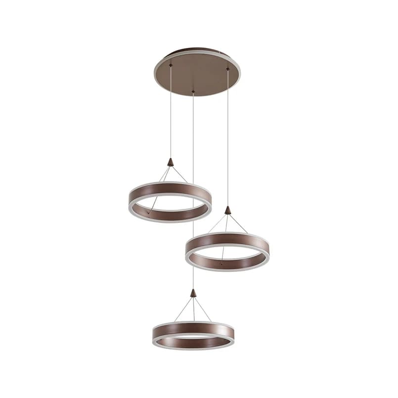 Lucande - Kolo LED-riippuvalaisin, 3-lamppuinen, ruskea, himmennettävä – Lucande
