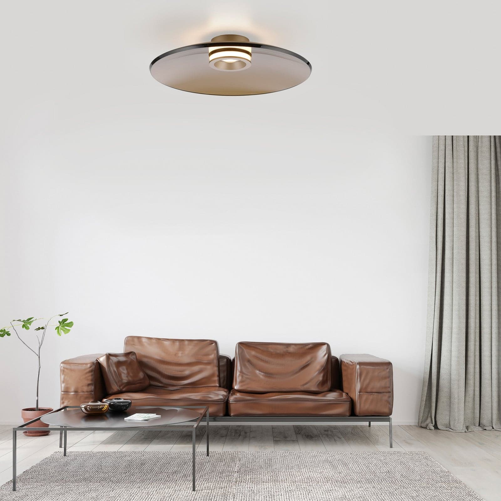 Moon LED-kattovalaisin, pronssi, Ø50 cm, tumma meripihka - PURE PURE Moon - Olohuone - Moderni - Lasi - Varjostimella – Pure