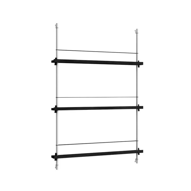 Moebe - Magazine Shelving 115 Hylly Black/Stainless Steel – Moebe