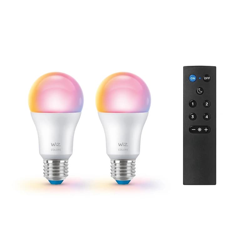 WiZ - Lamput Smart Color 8,5 W RGBW 2 kpl:n sarja E27 Kaukosäädin – WiZ