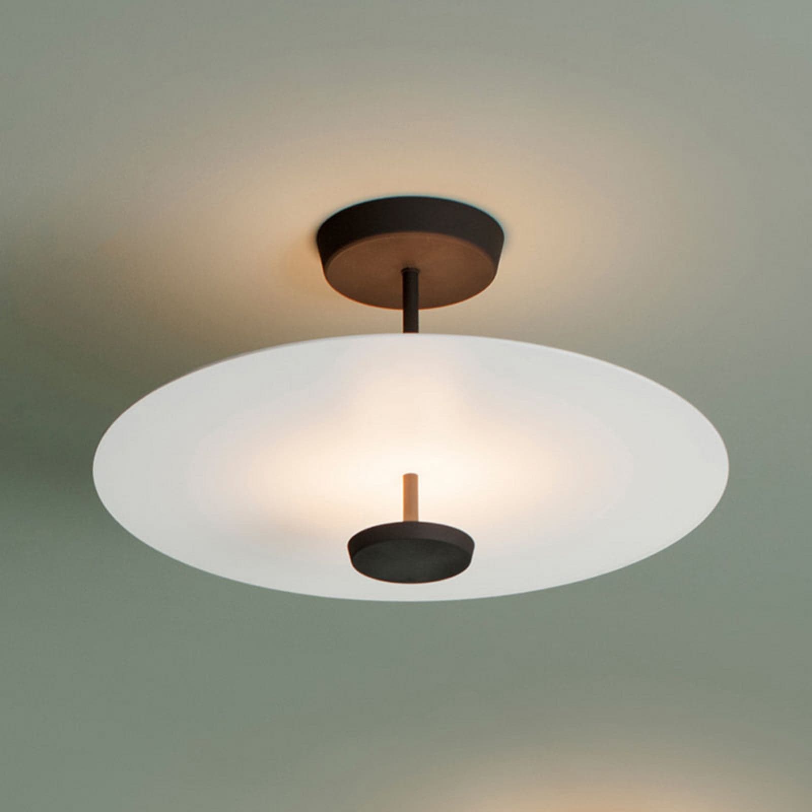 Flat LED-kattovalaisin 2-lamppuinen Ø 55 cm valkoinen Vibia - Olohuone - Skandinaavinen - Metalli – Vibia