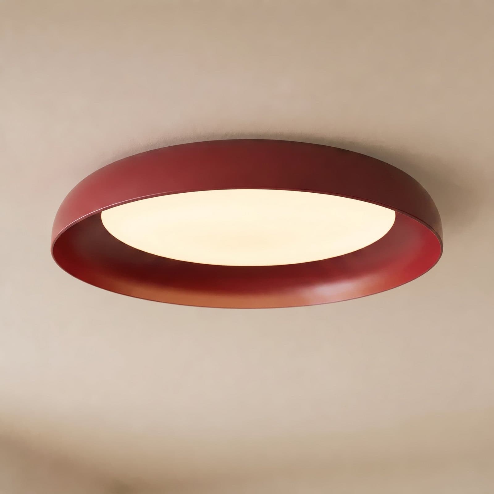 Florie LED-kattovalaisin, punainen, metalli, Ø 40 cm – Lindby - Olohuone - Moderni - Muovi - Plafondi – Lindby