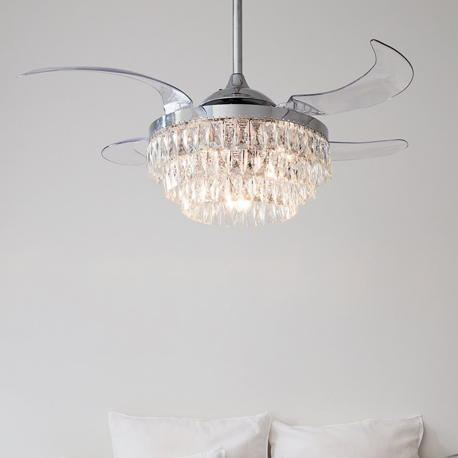 Fanaway Veil – kattotuuletin valolla, kromi, hiljainen – Beacon Beacon Lighting - Olohuone - Muovi – Beacon Lighting