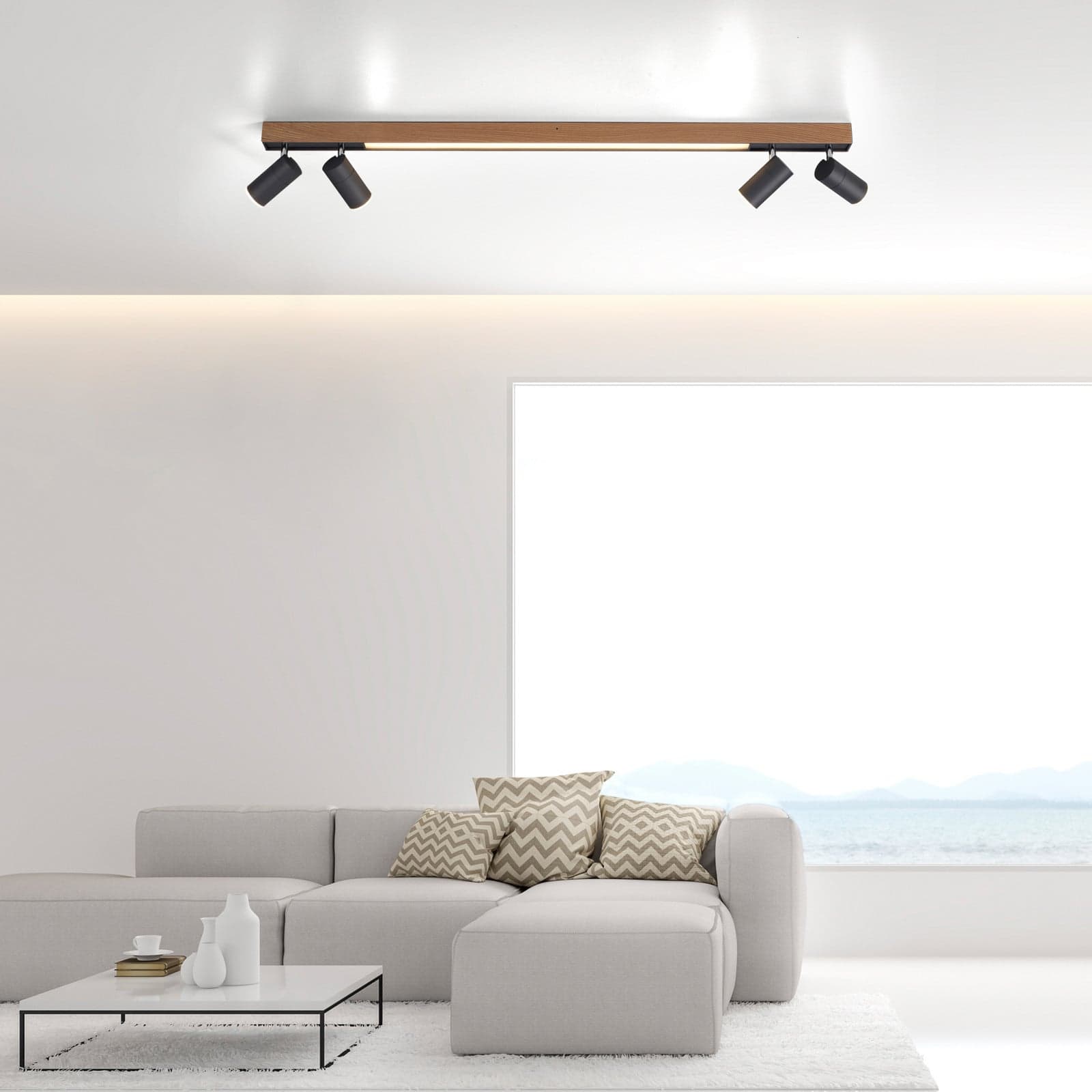 Lines Spot LED-kattovalaisin, 120 cm, tammi/grafiitti - PURE PURE Lines Spot - Olohuone - Metalli - Monilamppuinen – Pure