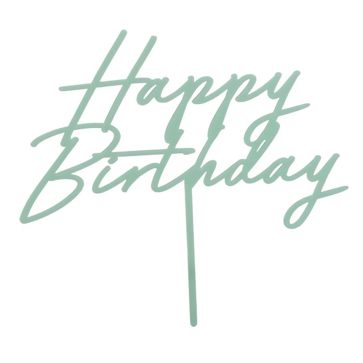 Kakkukoriste – Mintunvihreä "Happy Birthday", 16.5 cm