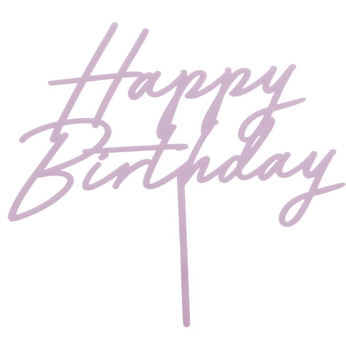 Kakkukoriste - Pastellinvioletti "Happy Birthday", 16,5 cm